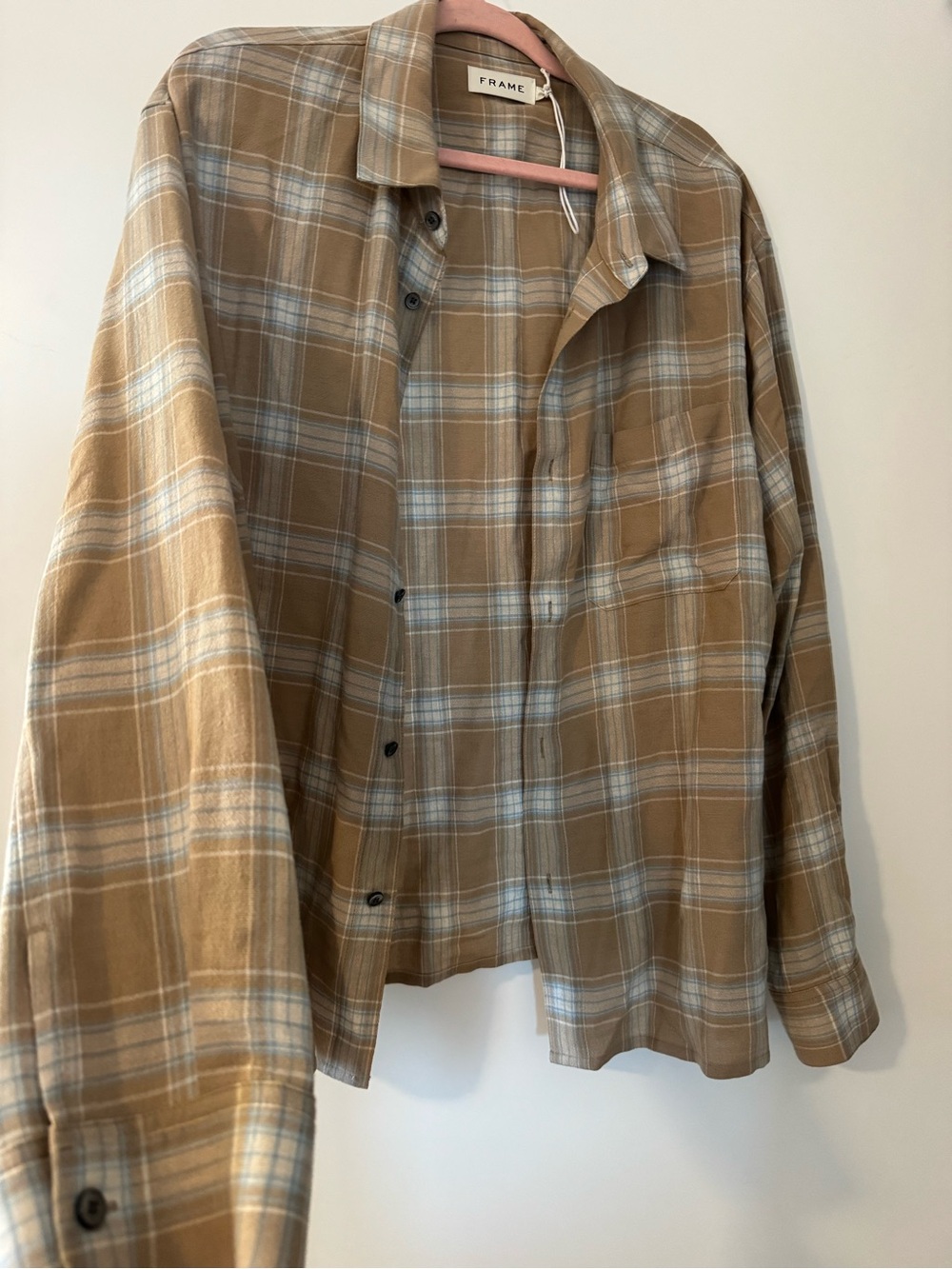 FRAME Beige Plaid Button-Up Shirt